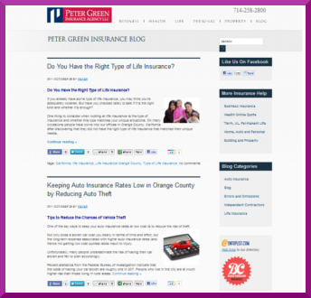 Peter Green Insurance Blog Virtual Assistant WordPress Blog Maintenance